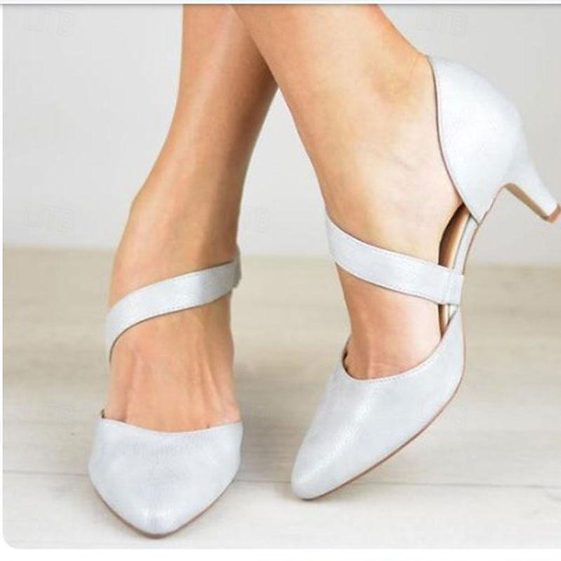 Pentru femei Tocuri Pantofi pumps Pantofi rochie Petrecere În aer liber Zilnic Toc Mic Vârf ascuțit Modă minimalism Imitație Piele Curea Gleznă Negru Alb Albastru 2025 - $46.99 –P4