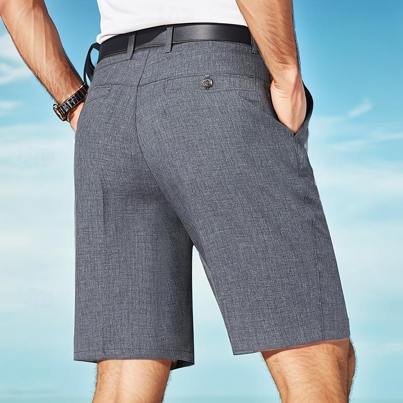 Herren Kleid-Shorts Lässige Shorts Höhenanstieg Einfarbig Atmungsaktiv Leichtgewichtig Knielänge Casual Basic Klassisch weiß grau Schwarz Hoher Taillenbund Unelastisch 2025 - $13.99 –P3