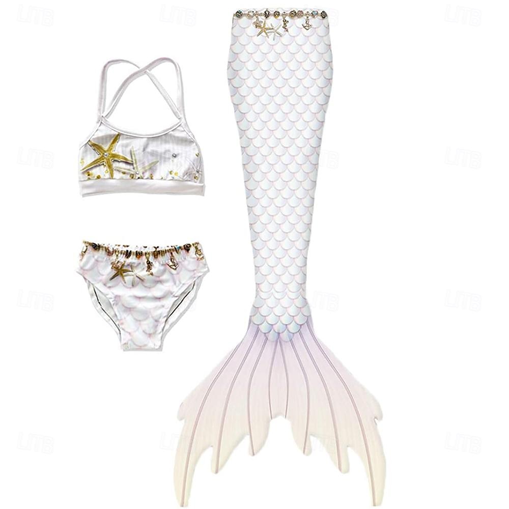 Bambino Da ragazza Tre pezzi Costume da bagno da sirena Costumi da bagno Esterno Bilance Costumi da bagno 2-12 anni Estate Bianco Giallo del 2025 a $26.99 –P2