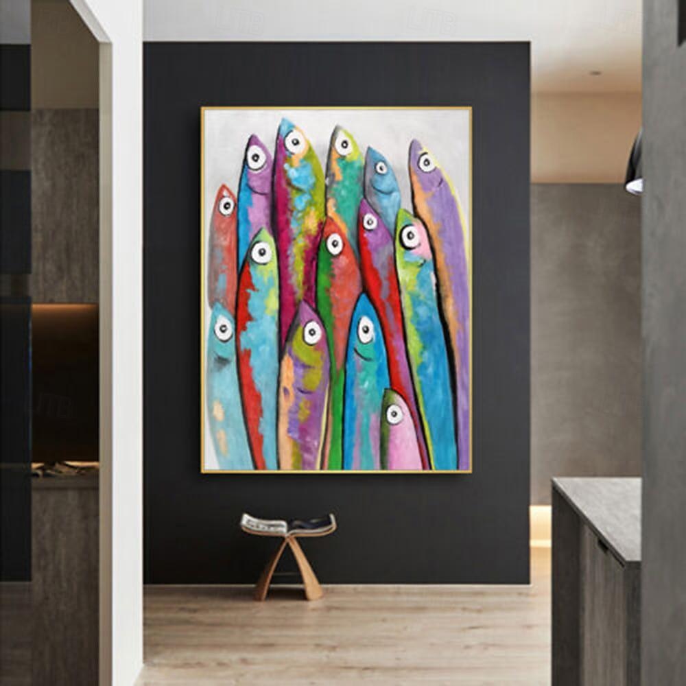 handgemaltes Fischölgemälde auf Leinwand, modernes Gemälde, Wandgemälde für Heimdekoration, Wandkunst, Gemälde, Tiergemälde 2025 - $108.99 –P4