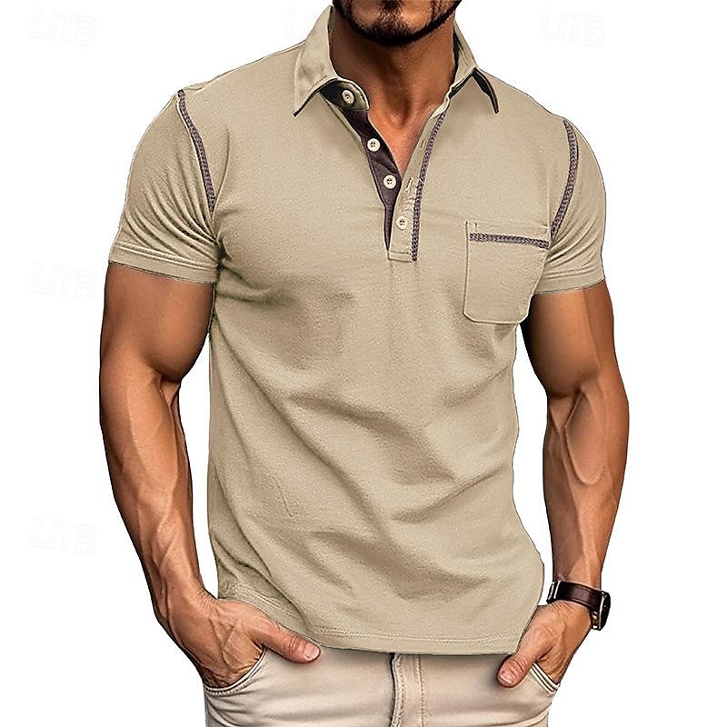 Herren Poloshirt aus Baumwolle Golfhemd Arbeit Casual Kargen Kurzarm Basic Modern Farbblock Patchwork Taste Frühling Sommer Regular Fit Wein Dunkelgrau Schwarz Weiß Königliches Blau Grün Poloshirt 2025 - $18.99 –P10