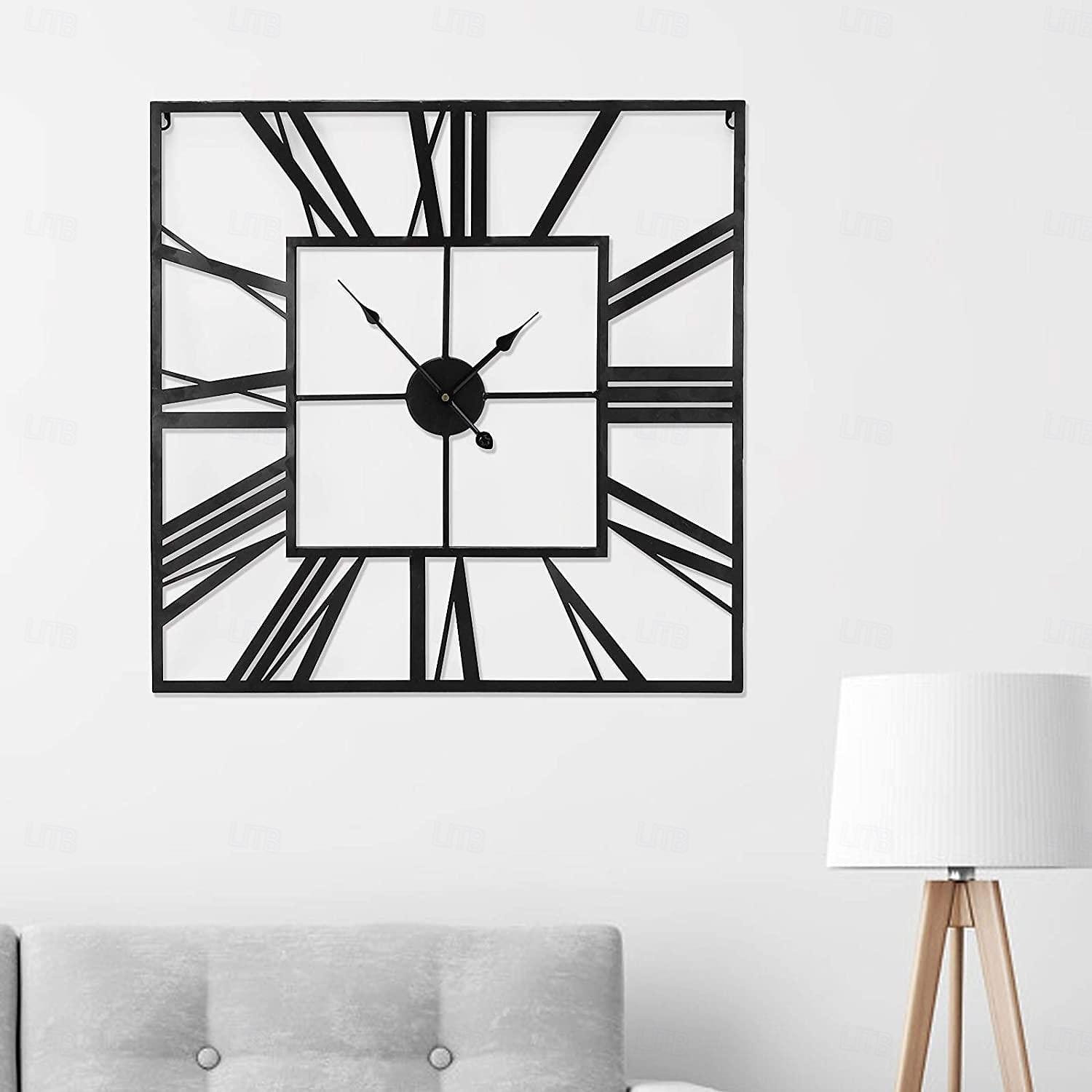 nagy falióra római számos falióra kültéri kerti falióra fém négyzet alakú csontváz óra nappaliba kávézó hotel iroda lakberendezés 58 cm 2025 - $108.99 –P9