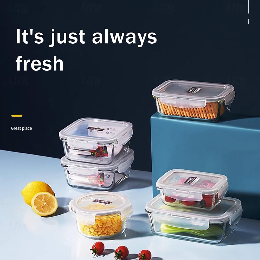 High Borosilicate Glass Lunch Box Meal Prep Containers Glass Food Storage Containers With Lids Kitchen Storage & Organization 2025 - $11.99 –P1