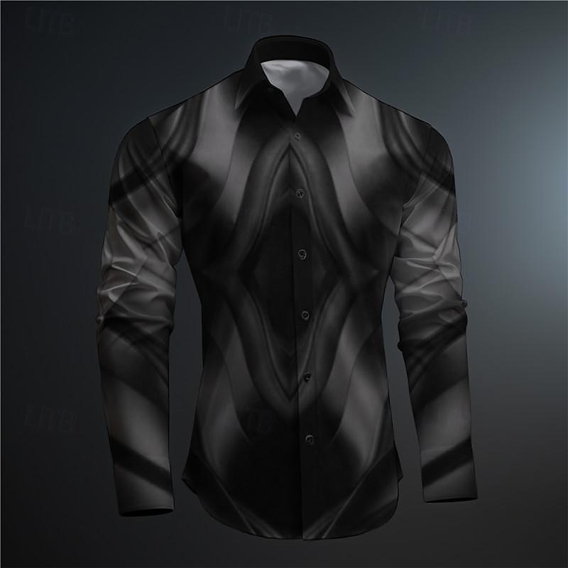Herren 3D-Druck Geometrische Muster Knopfhemd Bedruckte Hemden Langarm Subkulturell Urlaub Party Strasse Frühling Sommer Umlegekragen Bedruckt Button-Down Rote Blau Grau 2025 - $26.99 –P5