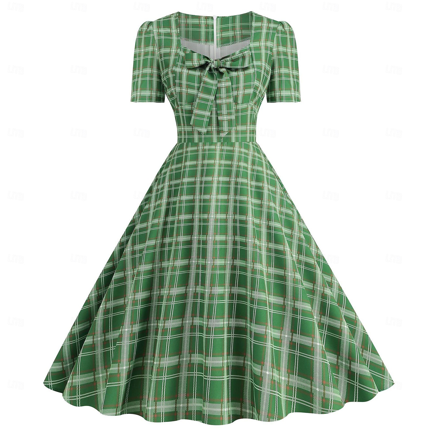 Retro 50. léta Rockabilly Ke kolenům Šaty Houpací šaty Flare šaty Kostkovaný Vzor gingham Puntíkované Dámské Karneval Plesová maškaráda Dovolená Na den Retro tematická párty Dospělí Šaty Jaro léto 2025 - $24.99 –P17