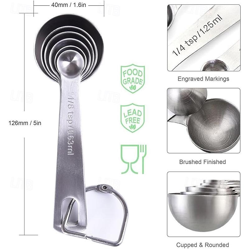 Measuring Spoon Set Stainless Steel Measuring Spoons Set of 6 Metal Measuring Spoon for Measuring Dry and Liquid Ingredients of Cooking Baking 2026 - $15.99 –P3