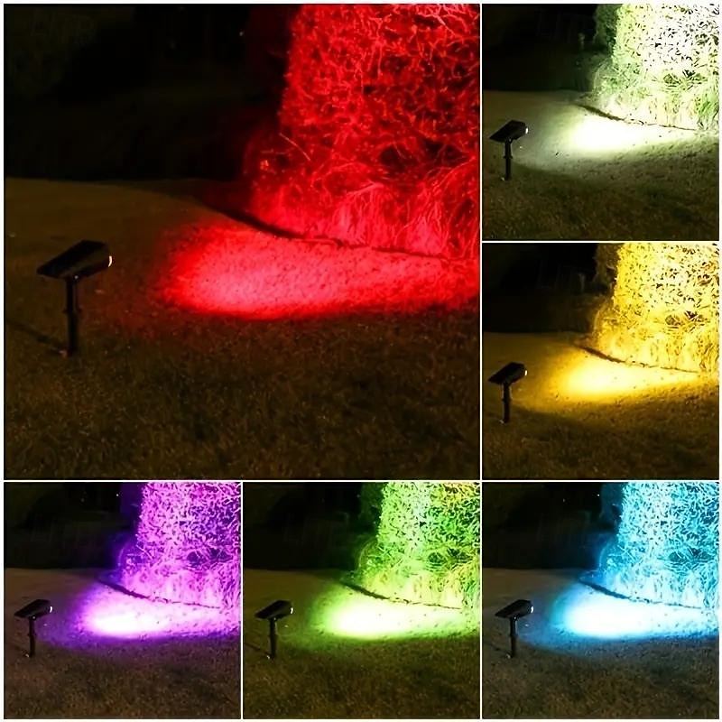 2/7led projecteur solaire extérieur étanche jardin cour pelouse paysage lumière colorée rvb lumière de pelouse pour bord de route villa parc jardin décor lumière 1pc de 2025 ? $14.99 –P6