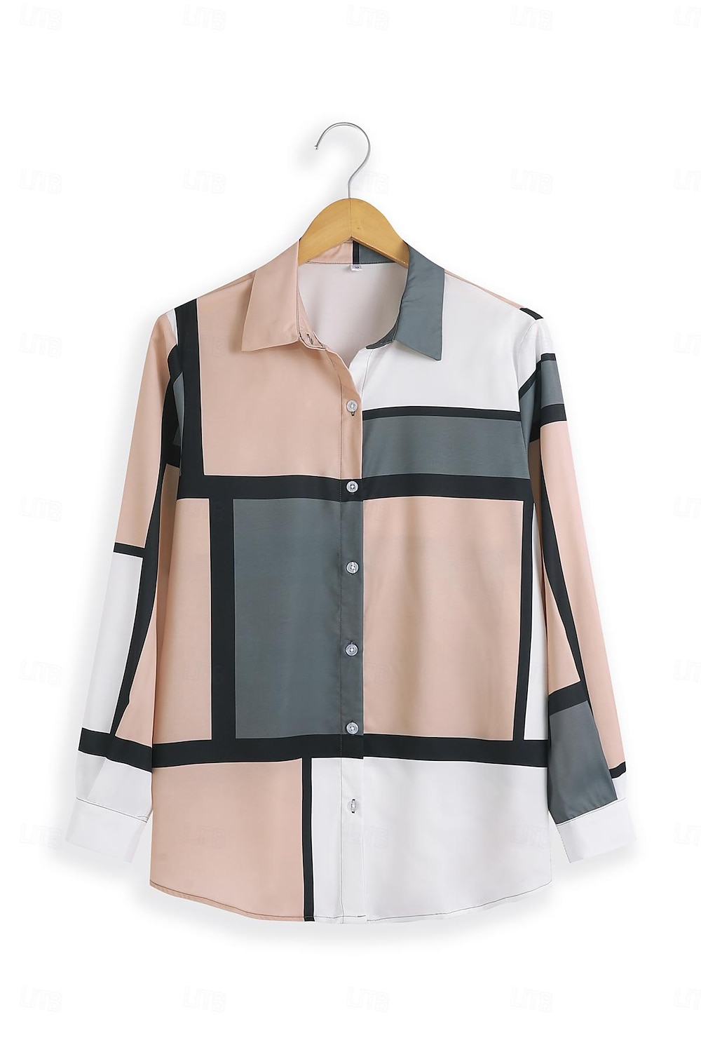 Camicia Donna Moda Flanella Stampa Bottoni Maniche Lunghe Top Regolari Collo Camicia Casual Rosa Viola Primavera Autunno del 2025 a $32.99 –P4