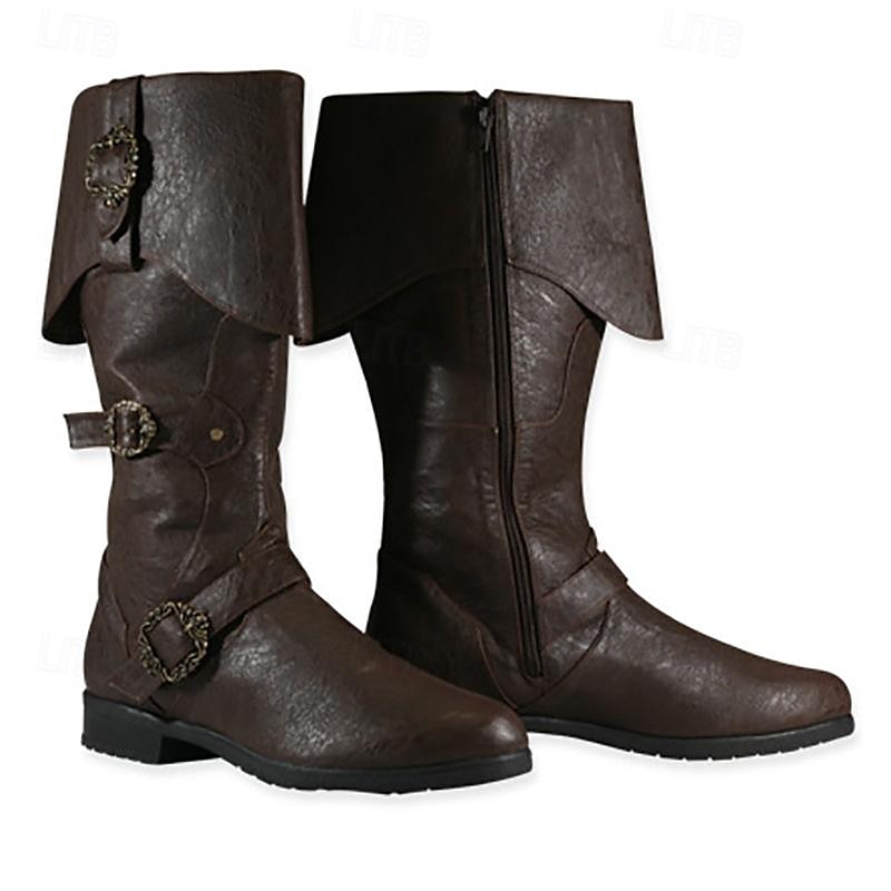 Retro Vintage Medieval Renaissance Shoes Flat Jazz Boots Ren Faire Pirate Viking Crusader Men's Celtic Pirate Halloween Carnival Masquerade LARP Ren Faire Adults Shoes 2025 - $63.99 –P10