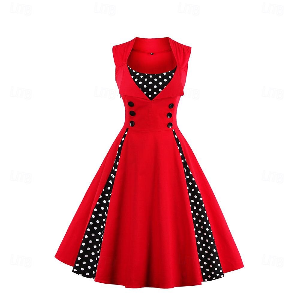 Buline 1950 Rochie de Cocktail Rochii O rochie de linie Rochie Flare Buline Pentru femei Mascaradă Evenimente / Petrecere Petrecerea Burlăcițelor Adulți Rochie Rochii de acasă 2025 - $38.99 –P10
