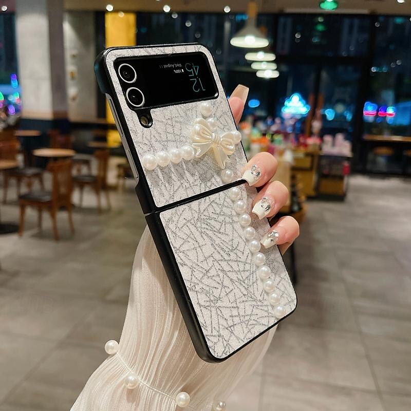 Phone Case For Samsung Galaxy Z Flip 7 Z Flip 6 Z Flip 5 Z Flip 4 Z Flip 3 for Women Girl Bling Glitter Shiny Shockproof Bow tie TPU 2025 - $13.99 –P16