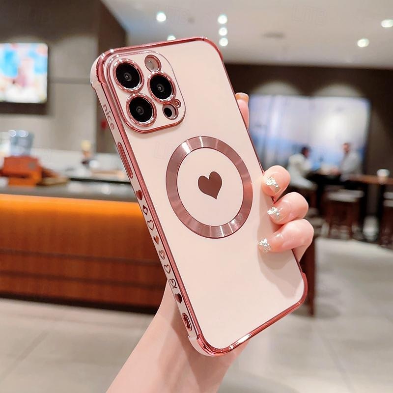 2025年 電話 ケース 用途 iPhone 16 iPhone 15 プロマックスプラス iPhone 14 13 12 Pro Max Plus バックカバー ワイヤレス充電をサポート 耐衝撃 ハート TPU 仕上げ コレクション – $13.99 –P4