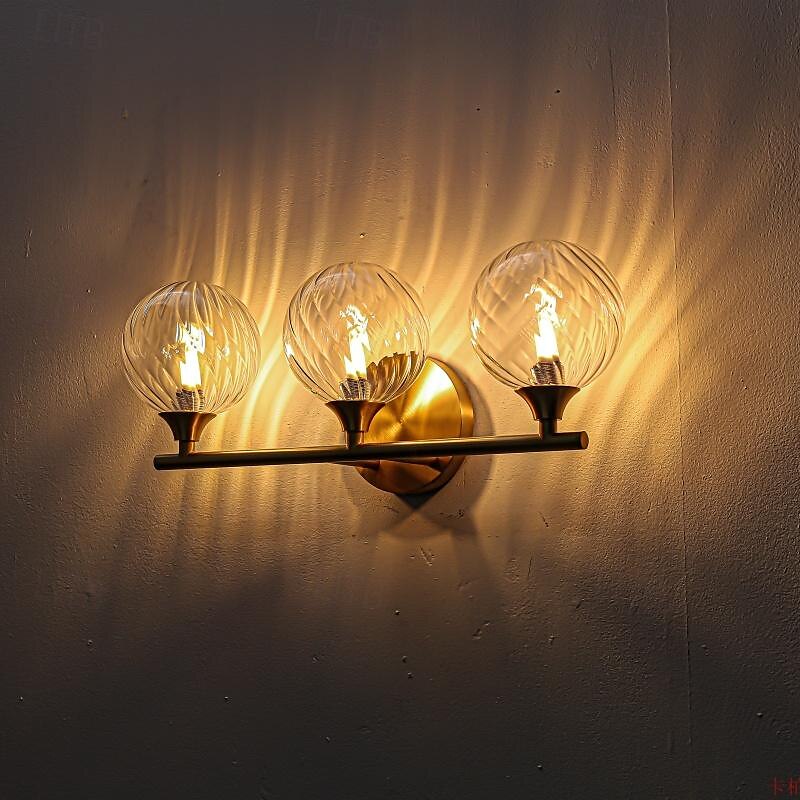 lampada da toeletta per interni 1/2/3/4 luce lampada da toeletta per bagno, lampade da bagno su specchio lampada da bagno dorata con paralume in vetro trasparente del 2025 a $210.89 –P5