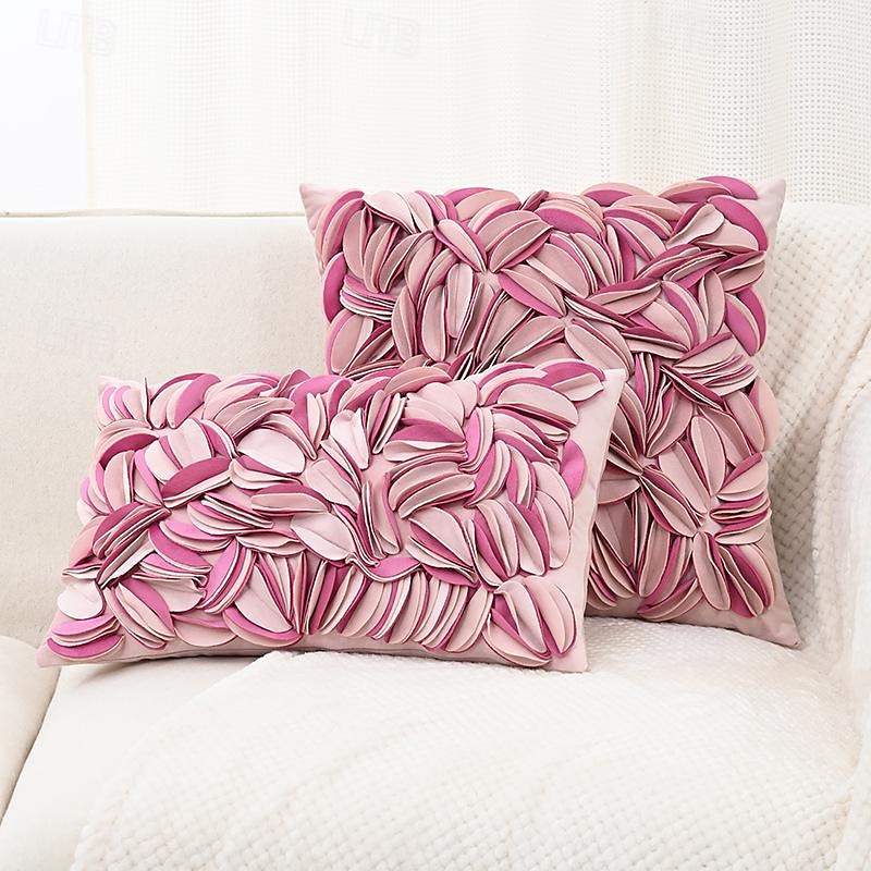 Capa de almofada feita à mão folha completa flor dupla floral capa de almofada de sofá 1 peça 45x45cm de 2025 por $23.99 –P3