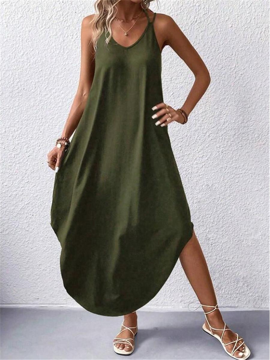 Pentru femei Rochie Maxi Rochie neagra Rochie casual Rochie de Cocktail Rochie formala Șic Stradă Maxi Casual Vacanță Stradă Concediu Fit regulat Fără manșon Cu Bretele Negru Roșu Vin Bleumarin Verde 2026 - $28.99 –P9