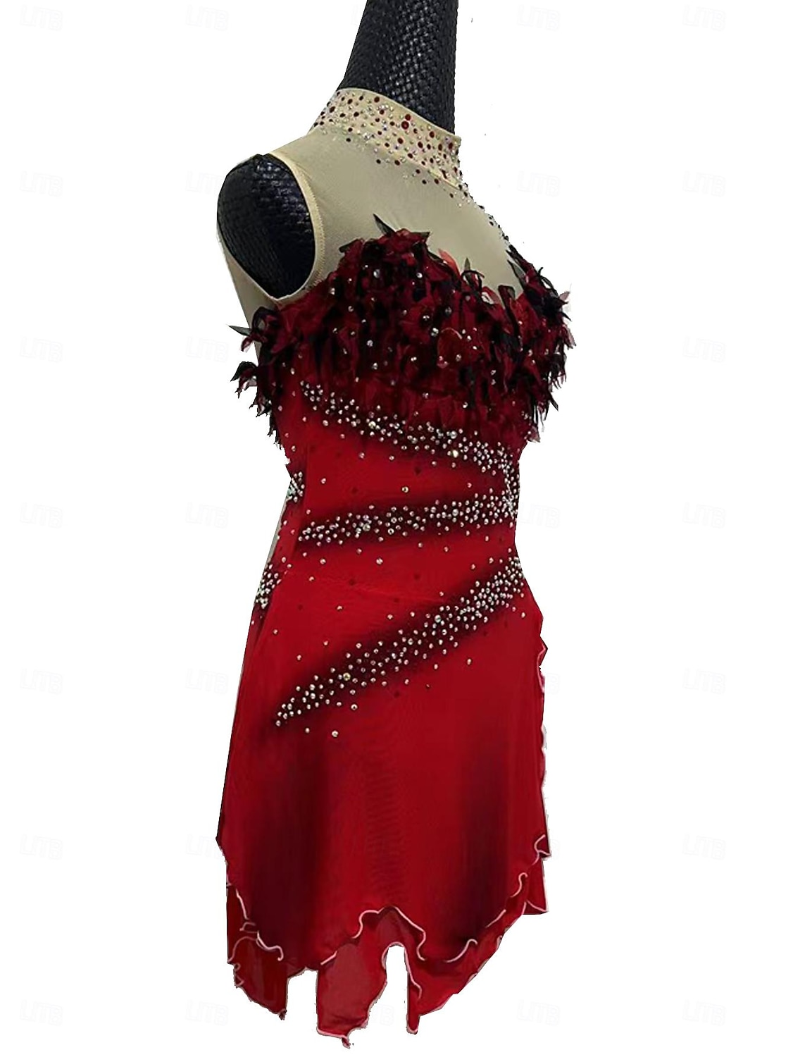 Vestidos para Patinação Artística Para Meninas Patinação no Gelo Saias Com Transparência Elastano Renda Roupa para Patinação Cristal / Strass Patinação Artística de 2026 por $390.49 –P4