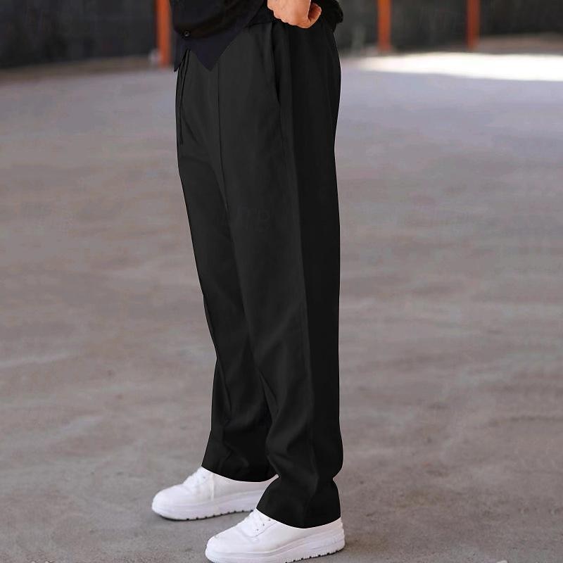 Per uomo Pantaloni della tuta Pantaloni A cordoncino Vita elastica Gamba dritta Liscio Comfort Sportivo Giornaliero Di tendenza Informale Verde militare Nero Media elasticità del 2026 a $21.99 –P8