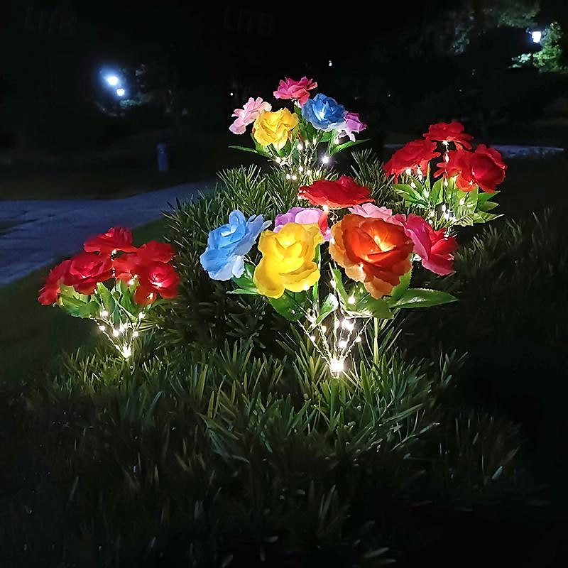 Lampe solaire à LED 7 têtes, simulation solaire, fleur de rose de la Saint-Valentin, lumière de jardin étanche, 42 LED, simulation de fleur, éclairage extérieur de cour, villa, parc, pelouse, allée, décoration de paysage, 1/2 pièces de 2025 ? $21.99 –P6