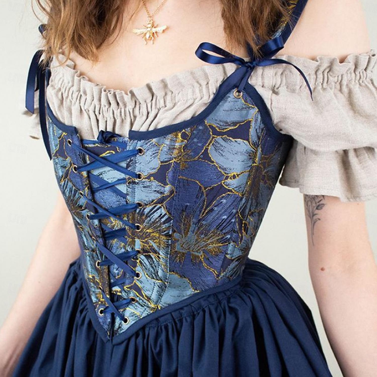 Retró Középkori Reneszánsz Fűző Prsluk Bustier Jelmez Női Kelta Fantasy Mindszentek napja Farsang Álarcos mulatság Parti Alkalmi / Napi LARP Felnőttek Fűző 2025 - $44.99 –P5