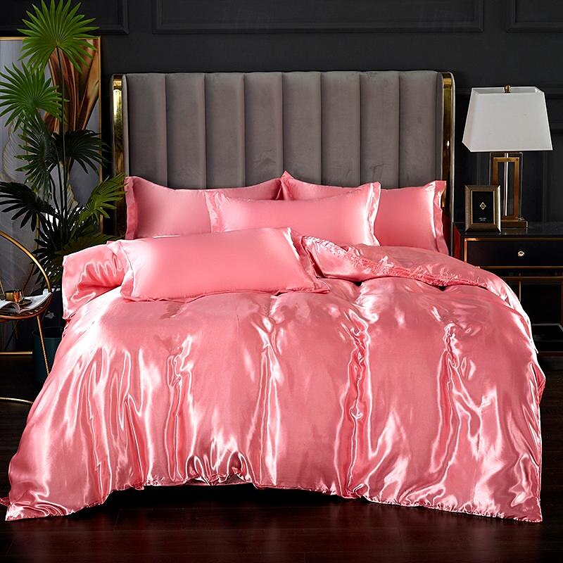 Set copripiumino rinfrescante 3 pezzi lenzuolo rinfrescante set biancheria da letto in raso di seta di lusso con più colori set copripiumino morbido tinta unita 1 copripiumino 2 federe del 2025 a $37.99 –P14