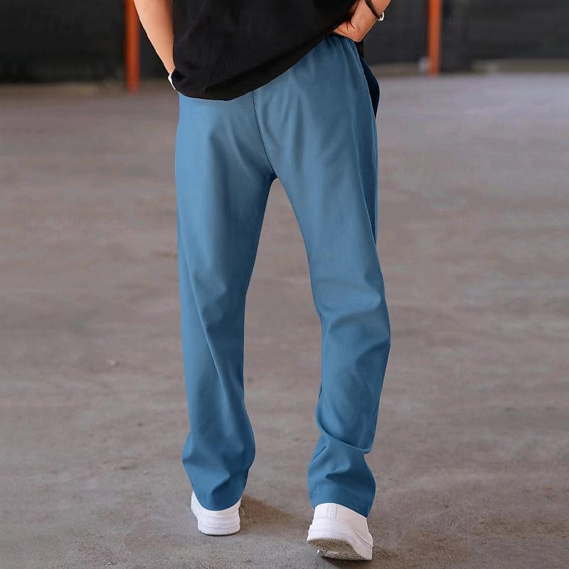 Per uomo Pantaloni della tuta Pantaloni A cordoncino Vita elastica Gamba dritta Liscio Comfort Sportivo Giornaliero Di tendenza Informale Verde militare Nero Media elasticità del 2026 a $21.99 –P15