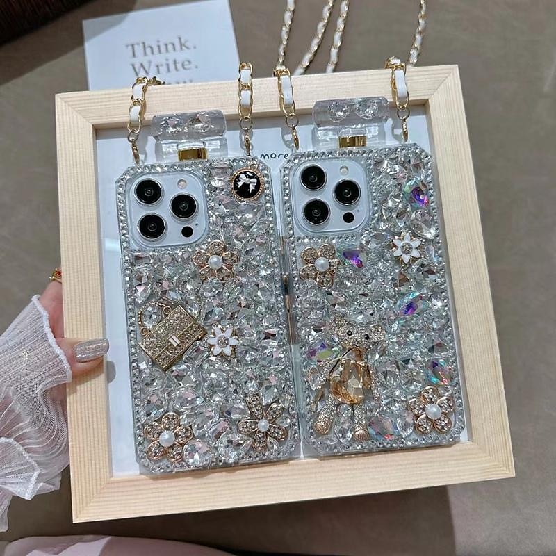 telefon Ügy Kompatibilitás iPhone 16 15 14 Pro Max Plus iPhone 13 12 11 Pro Max Mini Fekete tok zsinórral Nem sárgul Bling Glitter Shiny Virág TPU Strassz 2025 - $20.99 –P9