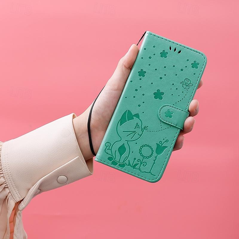 telefon Maska Pentru Samsung Galaxy S24 S23 S22 S21 S20 Ultra Plus FE A54 A34 A14 Nota 20 10 S25 Ultra Portofel Card Magnetic Protectie pentru intreg corpul cu curea de mână Pisica Albină TPU PU piele 2025 - $18.99 –P12