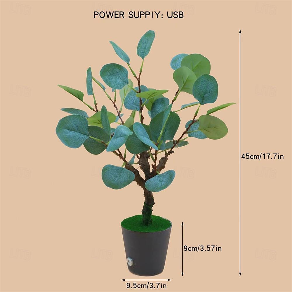 2025年 iree 鉢植えナイトライト 模造充電式 グリーン植物ライト USB プラグ LED 模造植物ナイトライト 暖かい光 寝室装飾  コレクション – $30.99 –P4