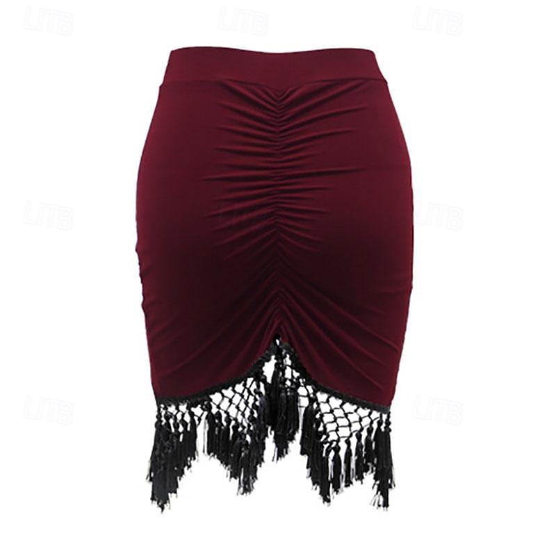 Latin tánc Társastánc Szoknyák Rakott Rojt Tiszta Szín Női Teljesítmény Edzés Magas Spandex 2025 - $33.99 –P3