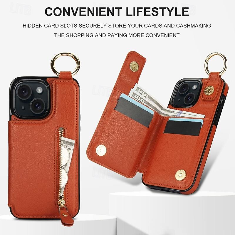 Phone Case For iPhone 16 15 14 Pro Max Plus 13 12 11 Pro Max Mini Wallet Case Zipper Kickstand Card Slot Retro TPU PU Leather 2025 - $15.99 –P5