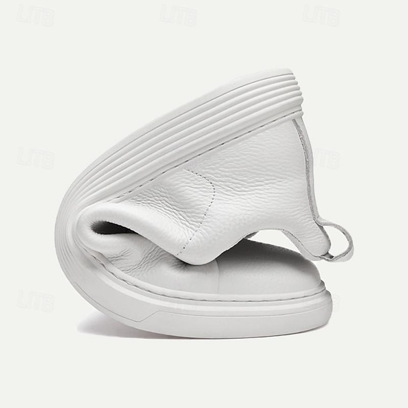 pánské bílé kožené slip-on tenisky – minimalistický design s pohodlnou podrážkou pro běžné nošení 2025 - $79.99 –P1