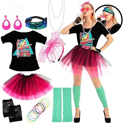 Retro Disko 80. léta Úbory Doplňky Party Girl 80. let Dámské Karnevalový kostým předvečer Všech svatých Karneval Plesová maškaráda Večírek loučení se svobodou nevěsty Pride Parade Dospělé Taška Kostým 2025 - $53.99 –P3