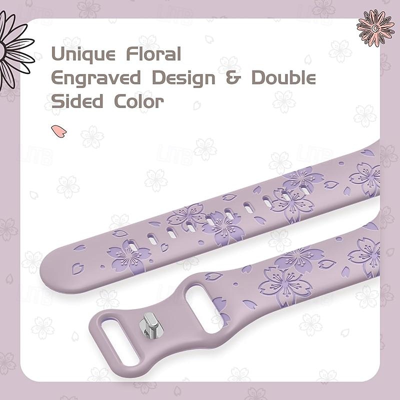 цветок с гравировкой Совместим с Ремешок для часов Apple Watch 38мм 40мм 41мм 42мм 44мм 45мм 49мм Прочный Пряжка-бабочка силиконовый Сменный ремешок для часов для iwatch Ultra 2 Series 9 8 7 SE 6 5 4 2025 - $10.99 –P4