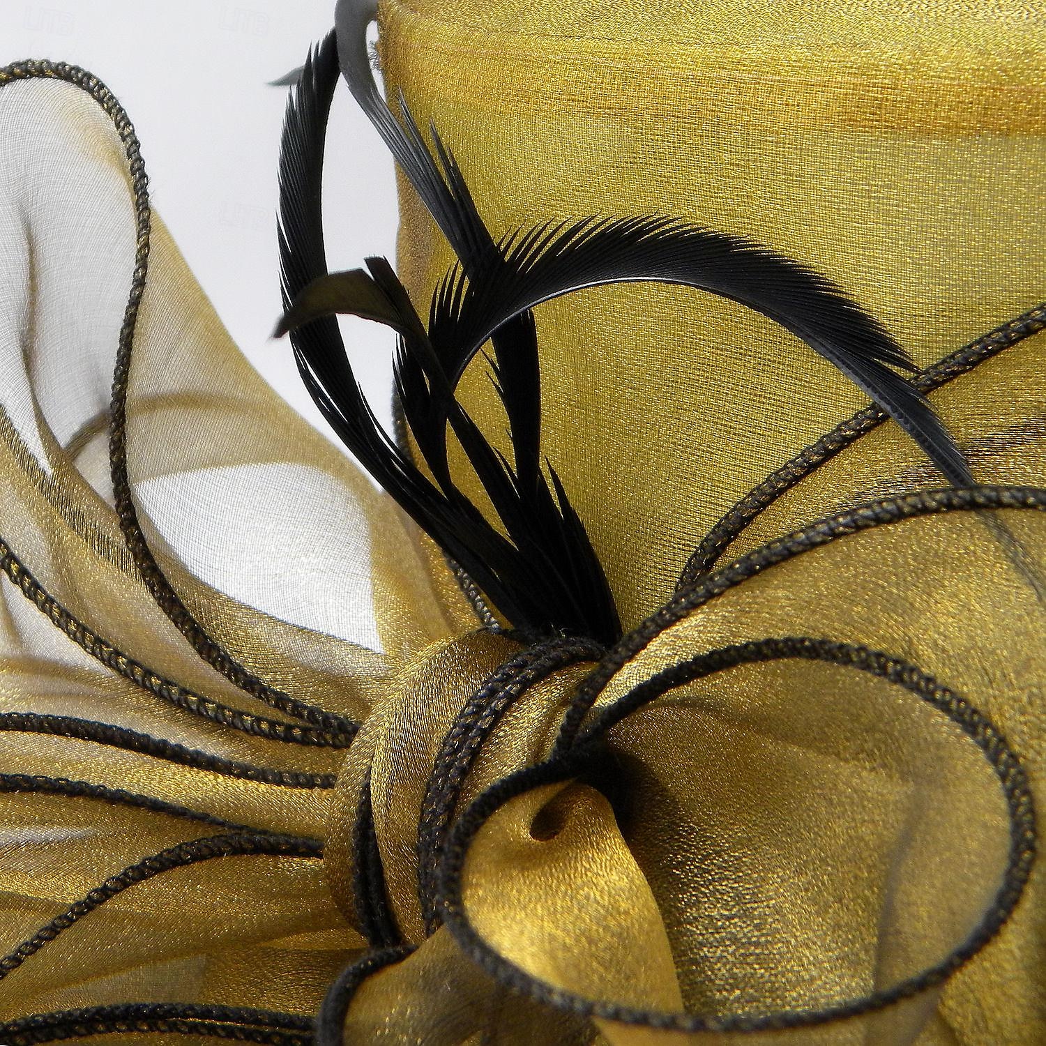 fascynatory kapelusze organza lodowy jedwab kapelusz kapelusz słońce ślub przyjęcie herbaciane elegancki ślub z kwiatowym nakryciem głowy z piór nakrycie głowy 2026 - $53.99 –P19