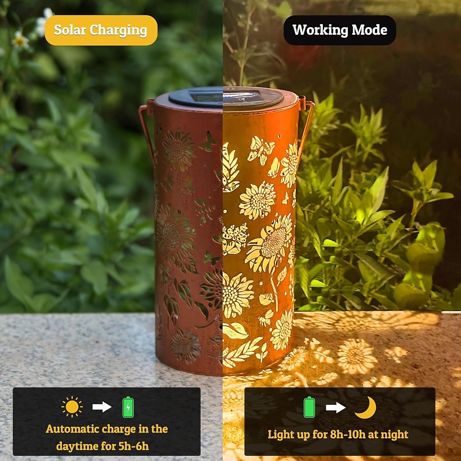 1pc Solar Outdoor Hanging Lanterns, Sunflower Element Solar Lights, Outdoor Waterproof Garden Lights, Metal Lanterns, Solar Table Lamps LED Lights Suitable for Gardens, Courtyards, Lawns, Aisles 2026 - $23.99 –P4