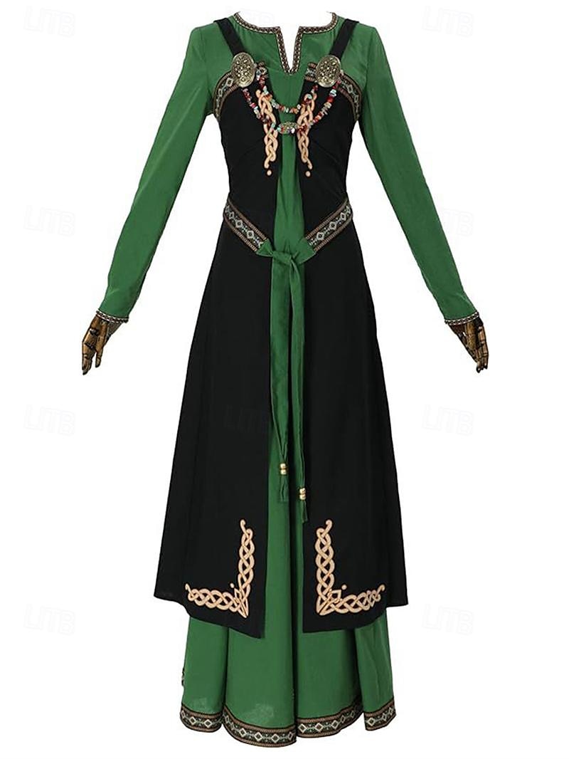 Médiéval Renaissance Robe de cocktail Bal Masqué Robe de Bal Ranger Elfe Déguisement Femmes Celtique Viking Fantaisie Halloween Carnaval Mascarade Fête / Soirée Festival Adulte Robe de 2026 ? $86.99 –P3