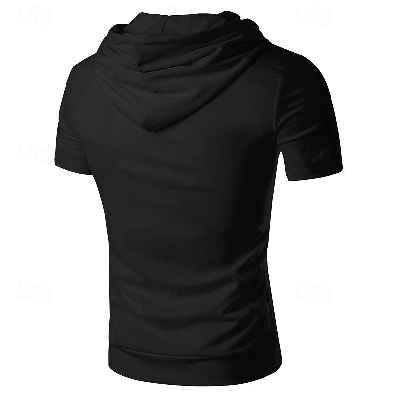 Per uomo Maglietta Camicia a Maniche Corte Manica Corta Con Cappuccio Primavera & Estate Semplice Moda Designer Essenziale Tasca Frontale Vacanza Streetwear Uscire Nero Bianco Grigio scuro Maglietta del 2025 a $23.99 –P12