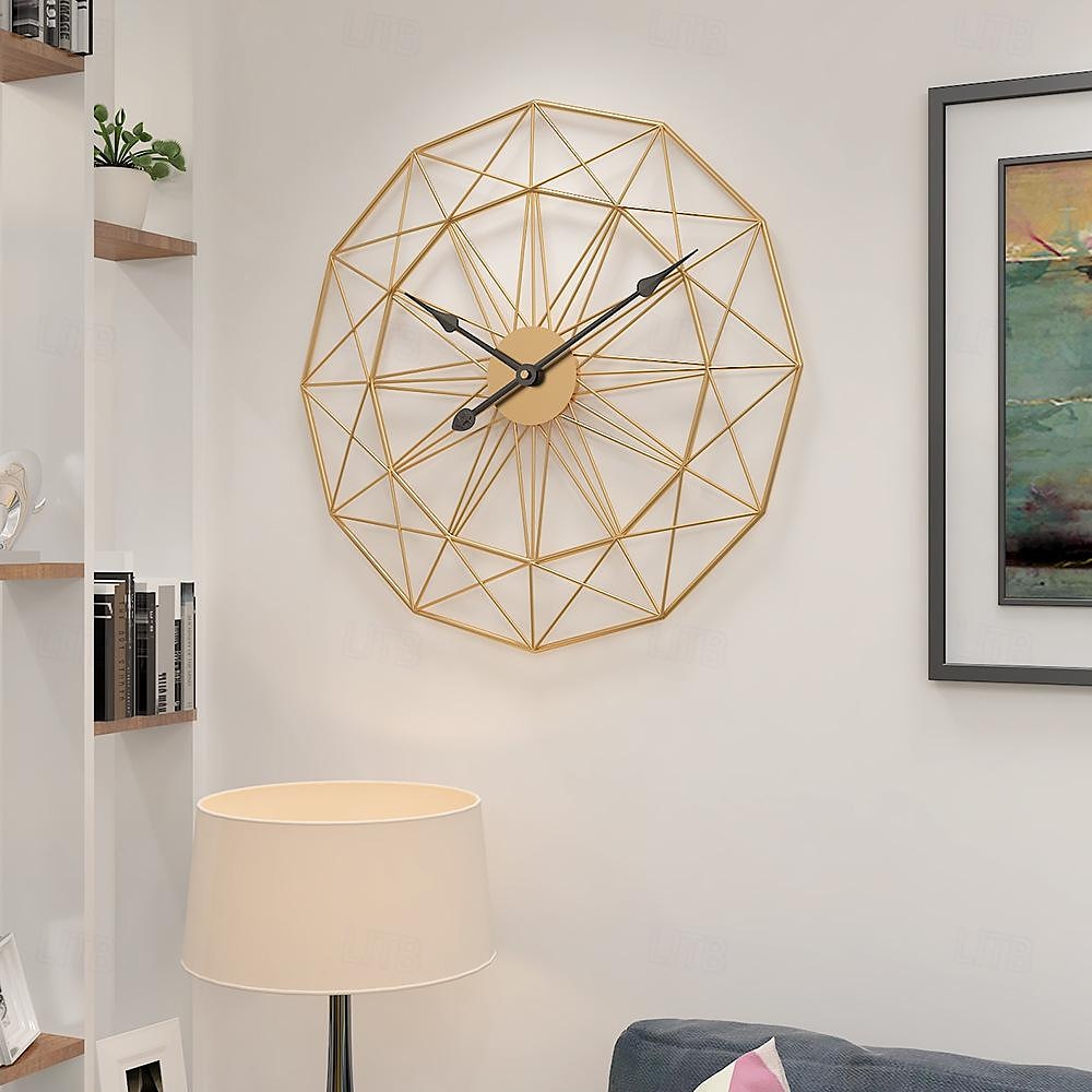 retro pohjoismainen tyyppi rautataide suuri äänettömästi riippuva seinäkello mykistys ripustin kellot koti olohuone makuuhuone sisustustarvikkeet 50 / 60 cm kulta musta 2025 - $92.99 –P1