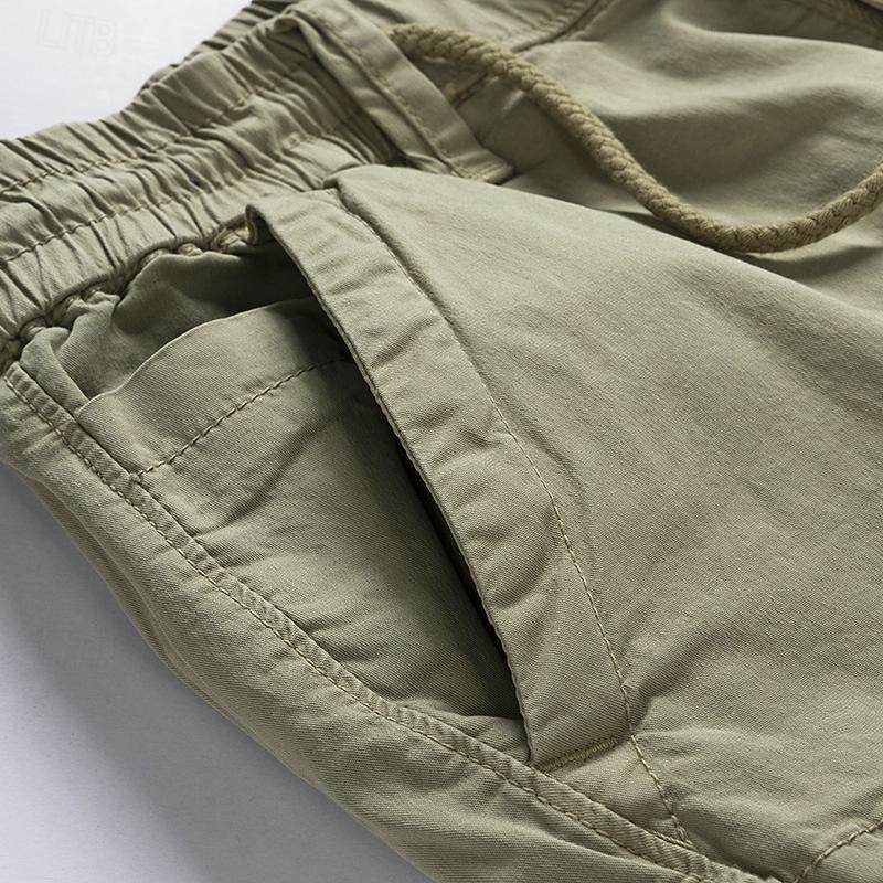 Men's Tactical Shorts Cargo Shorts Shorts Buttons Drawstring Elastic Waist Plain Wearable Short Outdoor Daily Going out Fashion Classic Black Army Green 2025 - $35.99 –P8