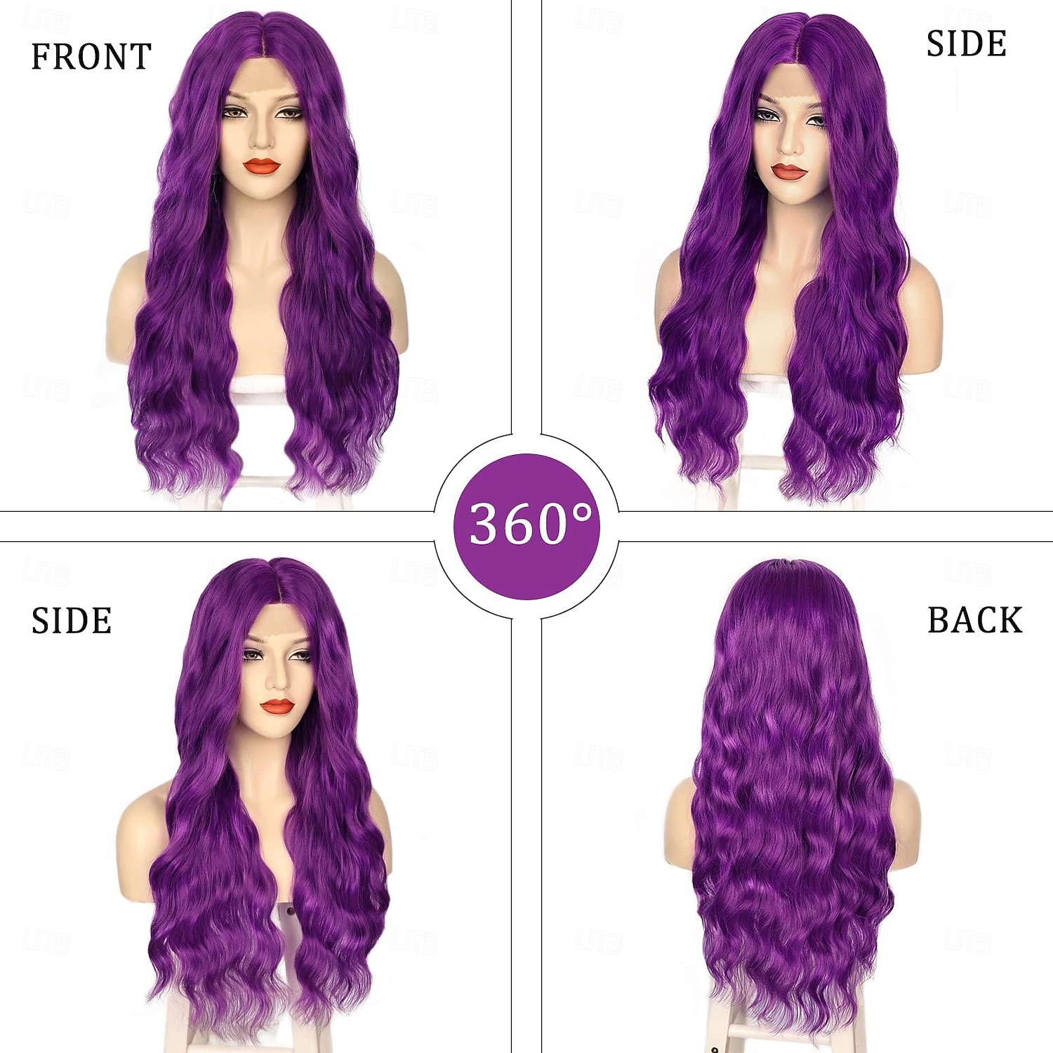 auburn blonde violet vert bleu perruque longues perruques ondulées pour les femmes partie centrale cosplay perruque longue perruques synthétiques bouclées perruques violettes pour les femmes de 2025 ? $18.99 –P2