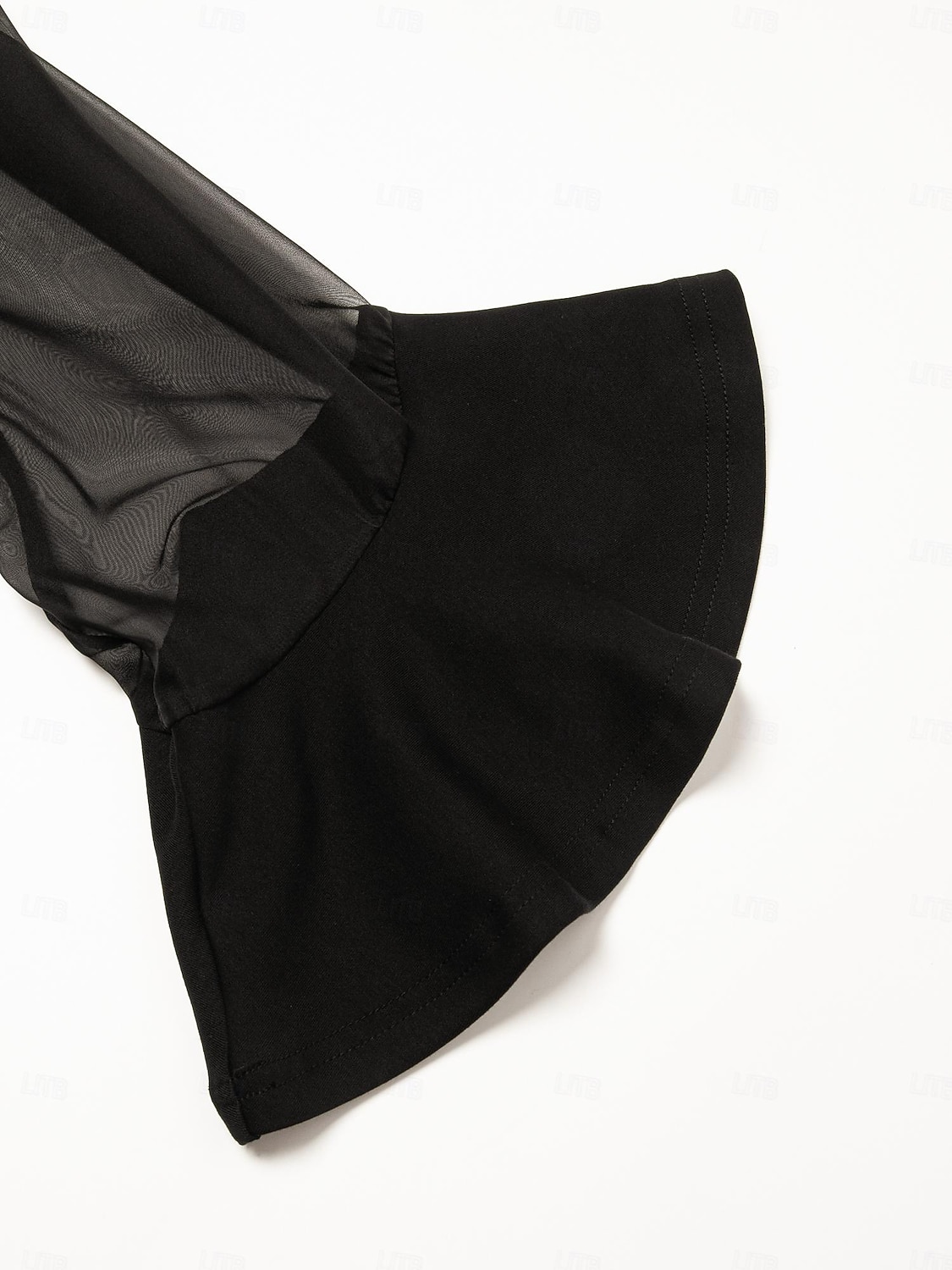 Damenbluse für Hochzeitsgäste, Partys, schwarz, hoher Halsausschnitt, Chiffon, Modal, Patchwork, ausgestellte Manschetten, schmale Passform, elastisch, elegant, lässig, Bürokleidung 2025 - $52.99 –P10