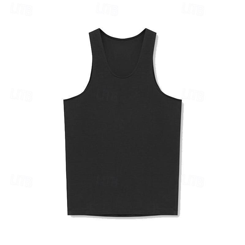 Voor heren Singlet Vest Top Onderhemd Mouwloos shirt Mouwloos Strakke ronde hals Lente zomer Effen Modieus Ontwerper Basic Vakantie Straat Uitgaan Zwart Wit Wijn Top T-shirt voor mannen 2025 - $13.49 –P12