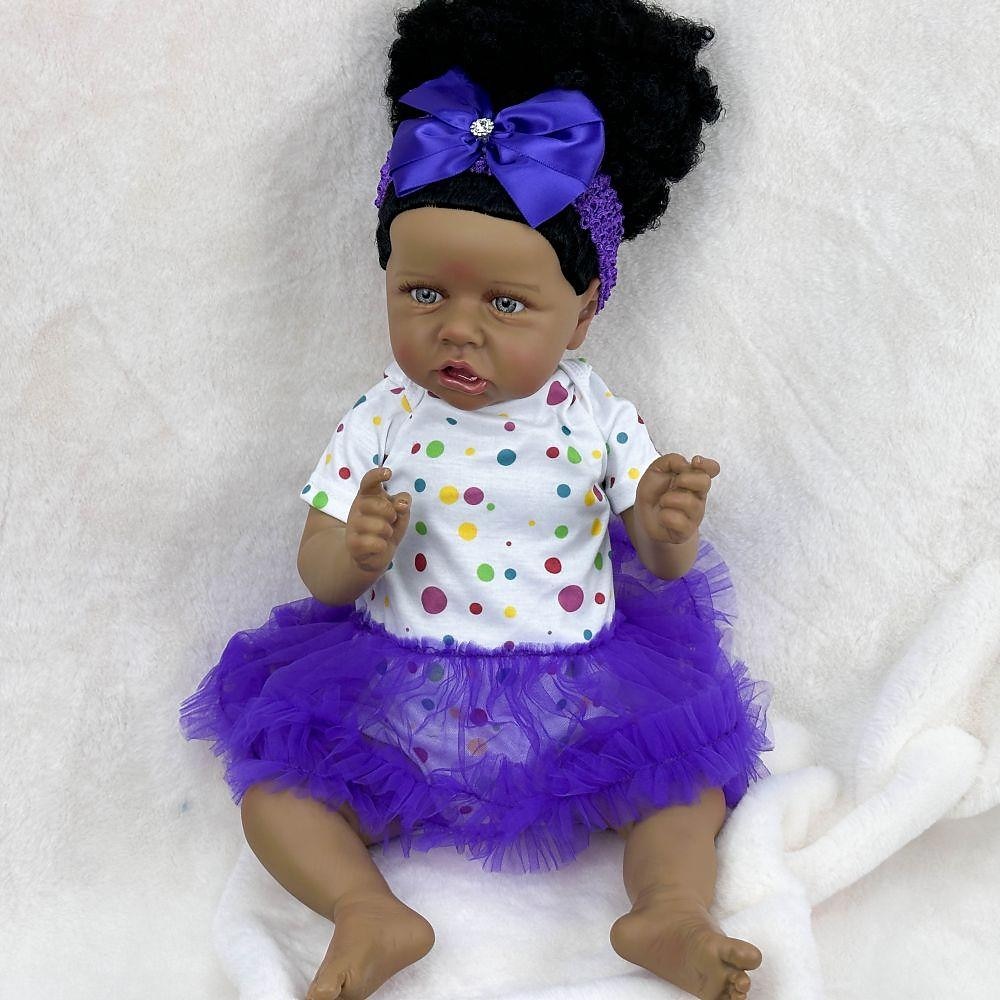 22 tum Svarta dockor Reborn-dockor Baby- och småbarnsleksak Docka Återfödd bebisdocka Spädbarn Babyflickor Afrikansk docka Återfödd bebisdocka Saskia Nyfödd levande Gåva Handgjord Ogiftig Vinyl 2025 - $166.99 –P11