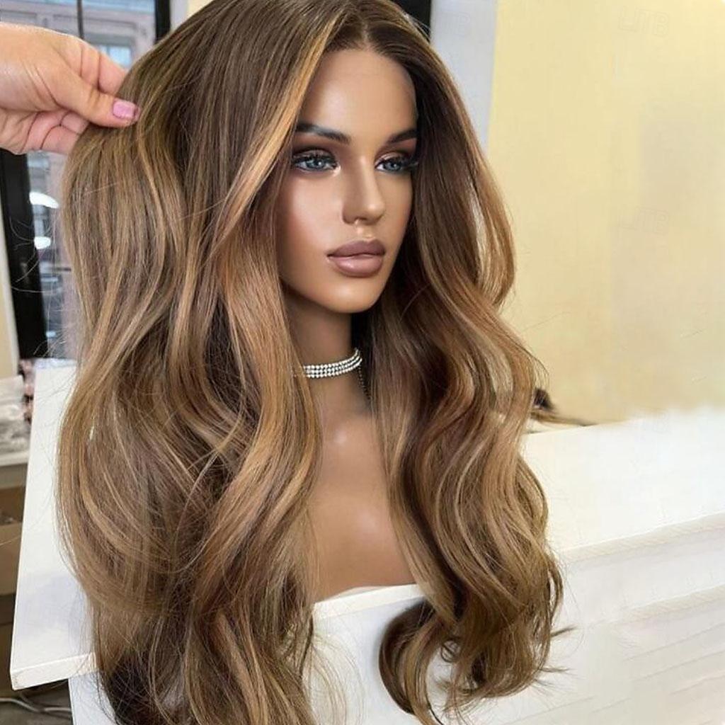 Remy Human Hair 13x4 Lace Front Wig Middle Part Brazilian Hair Wavy Multi-color Wig 130% 150% Density with Baby Hair Highlighted / Balayage Hair 100% Virgin Glueless For Women Long Human Hair Lace Wig 2025 - $284.29 –P2