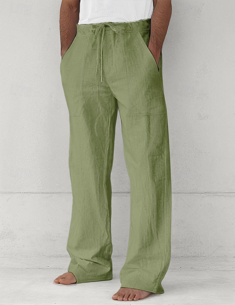 Herr Långbyxor Casual byxor Sommarbyxor Säckiga byxor Strandbyxor Snörning Framficka Rakt ben Slät Komfort Mjuk Fullängd Strand Yoga Helgdag Mode Hawaiisk Svart Vit 2026 - $25.99 –P13