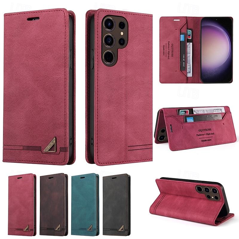 2025年 Samsung Galaxy S24 S23 S22 S21 S20 Ultra Plus FE A54 A34 A14 Note 20 10 S25 Ultra ウォレットケース マグネティックフルボディプロテクティブキックスタンドレトロTPU PUレザー  コレクション – $17.99 –P1