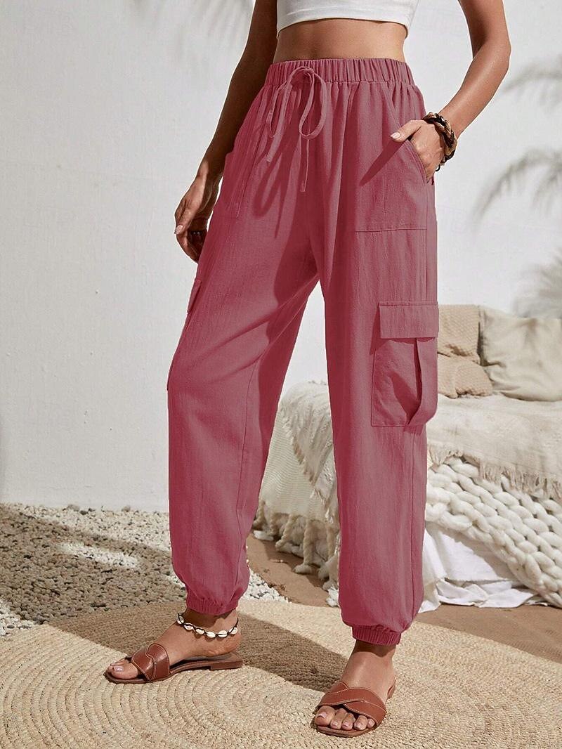 Dam Vanligt Byxor Harem byxor Mode Stylish Fullängd Hög midja Ensfärgat Gata Ledigt Dagligen Svart Rodnande Rosa Blå Kaki Sommar Vår Höst Vinter 2025 - $26.99 –P5