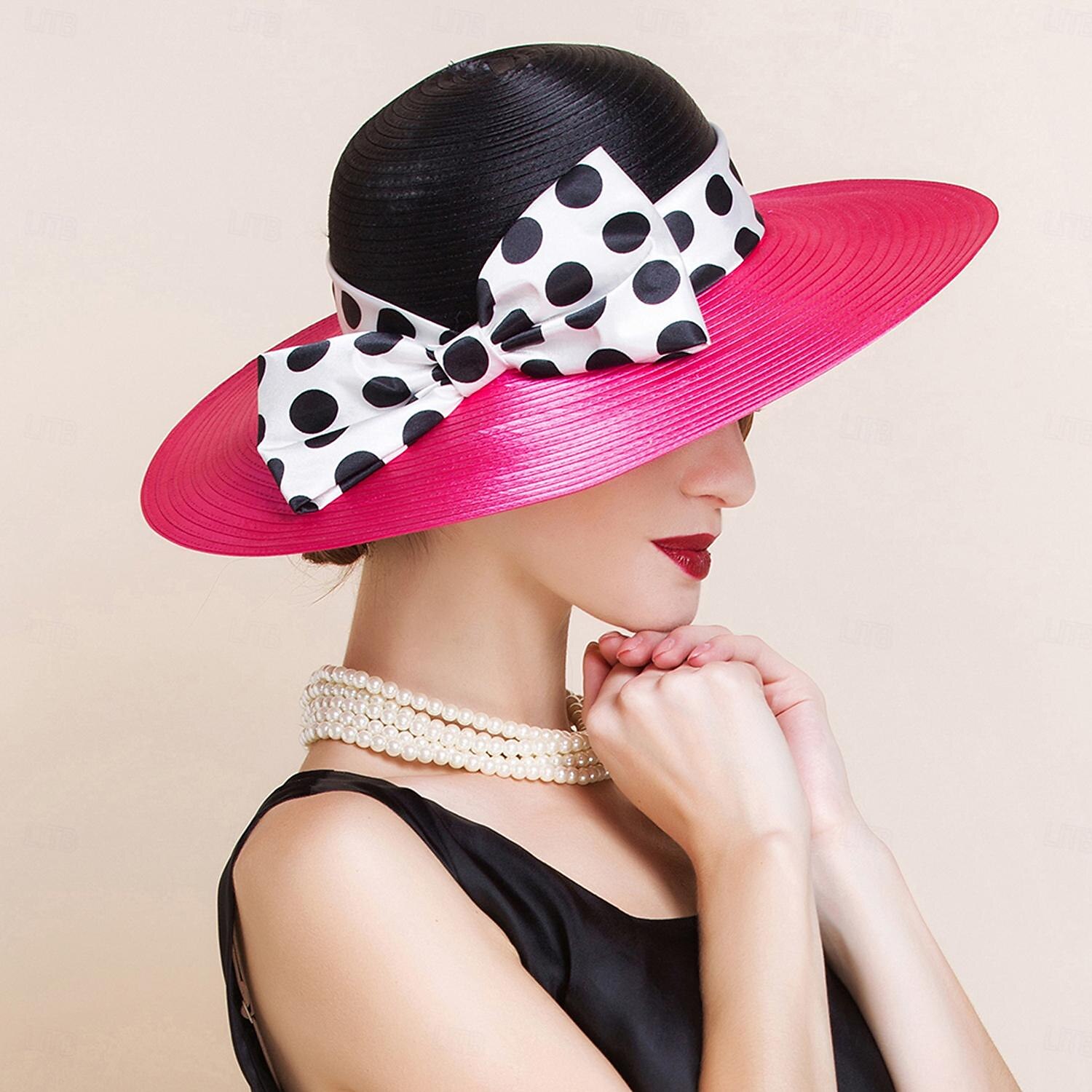 Cappelli Fibra Bombetta / Cappello a cloche Cappello a secchiello Cappello di paglia Matrimonio Tè Elegante Matrimonio Con Fiocco Pois Copricapo Copricapo del 2025 a $49.99 –P1