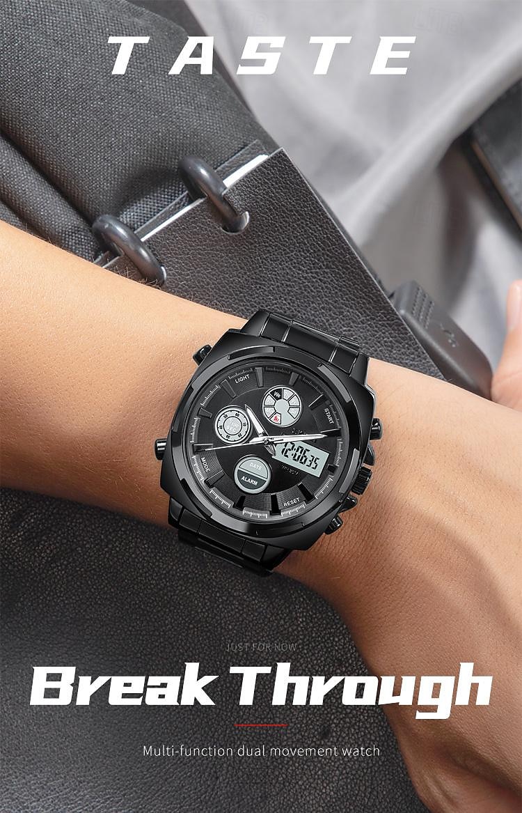SKMEI Men's Full Steel LED Electronic Watch, Luxury Dual Time, Chronograph Digital Clock, Sports Waterproof Wristwatch 2025 - $47.19 –P1