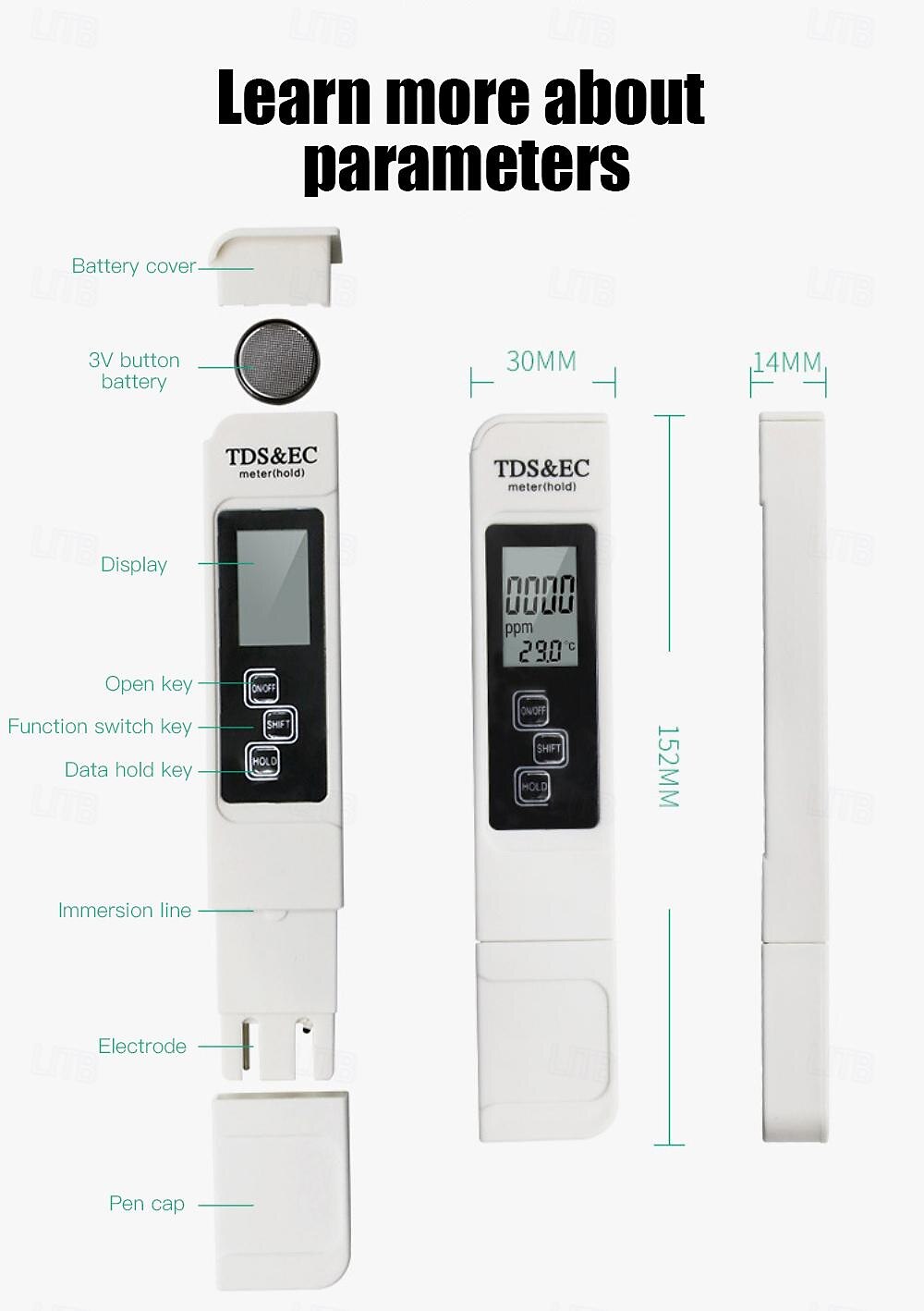 3v1 metr digitální tester kvality vody tds ec metr teploměr pero multifunkční digitální tester kvality vody pro měření teploty vody ppm tester tds metr digitální tester kvality vody 2025 - $13.99 –P9